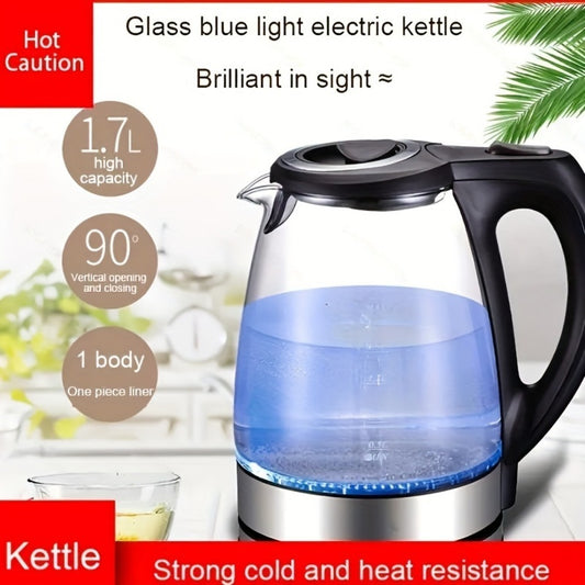 Electric Kettle with Stainless Steel Filter & Inner Lid β 1200W, 1.7L Glass Tea Kettle & Hot Water Boiler (Black)