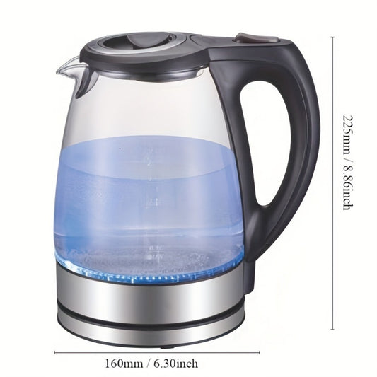 Electric Kettle with Stainless Steel Filter & Inner Lid – 1200W, 1.7L Glass Tea Kettle & Hot Water Boiler (Black)