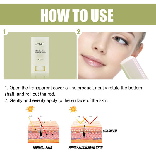 Jaysui Matte Protective Sun Stick β SPF50, Moisturizes & Brightens, Travel-Friendly Skincare Cream